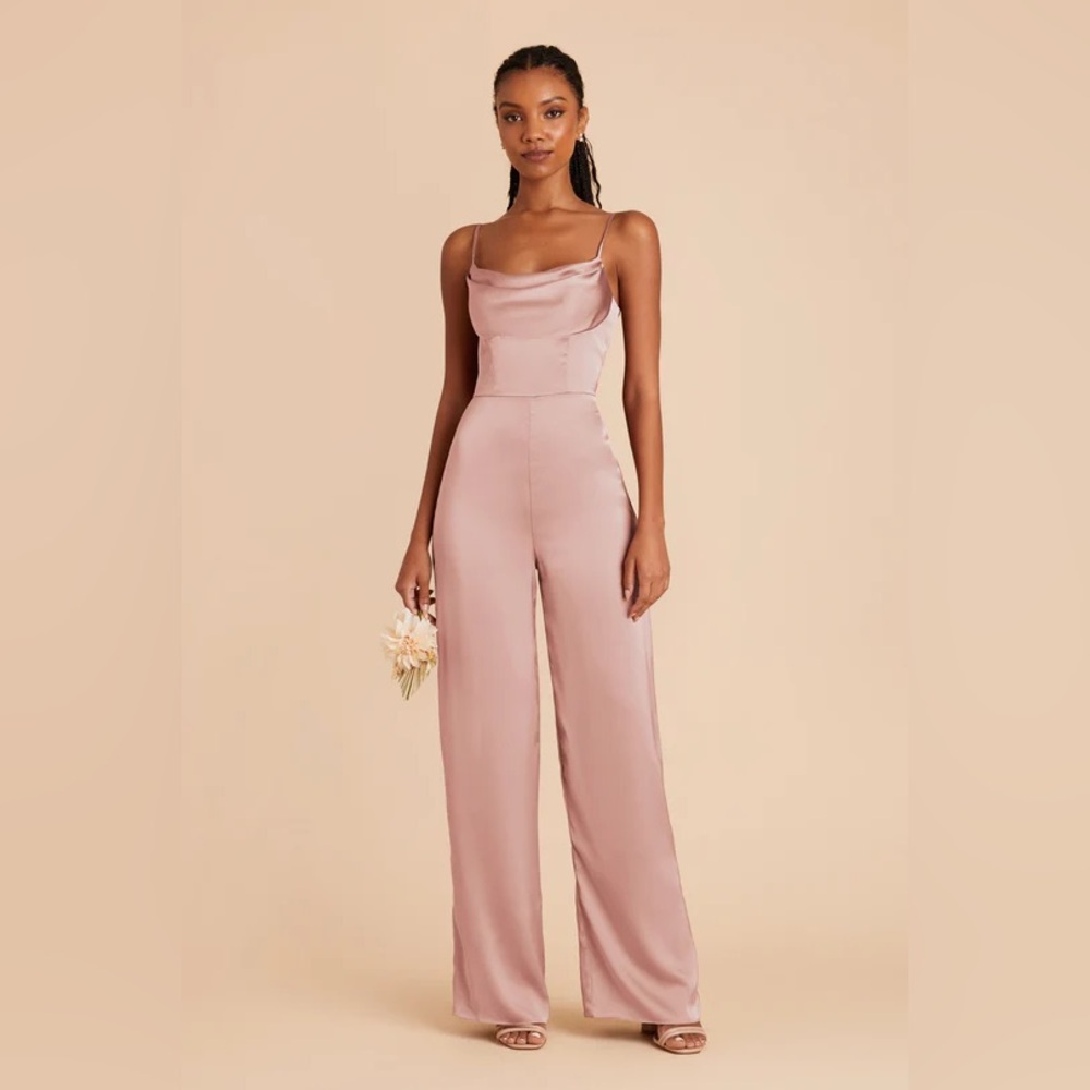 Elegant Rose Gold Satin Jumpsuit